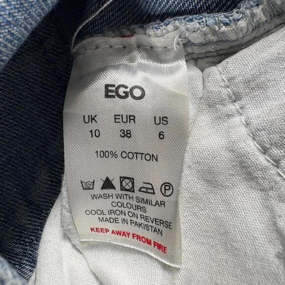 EGO Womens 6 High Rise Wide Leg Painted Floral Medium Wash Denim Jeans Y2K Style - Picture 5 of 8